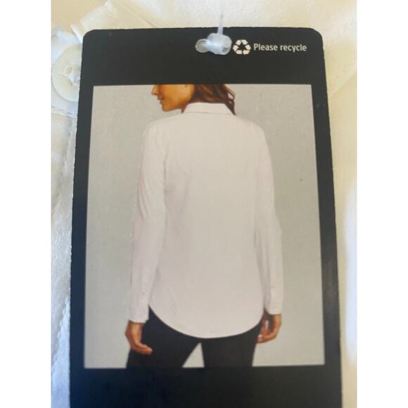 EDDIE BAUER WHITE LONG SLEEVE DEPARTURE TRAVEL SHIRT BLOUSE HIDDEN POCKET L NWT - Picture 9 of 10